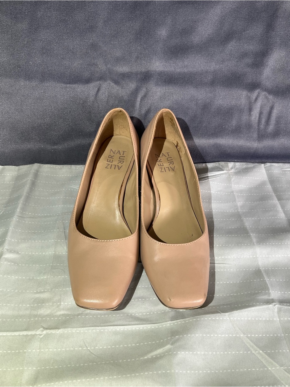 Naturalizer Blush Nude Leather Square-Toe Pumps